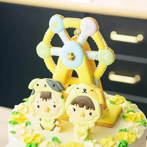 

3PCS Bakeware Ferris Wheel Shaped Cake Tools Plastic Fondant Biscuit Mold Baking Mould Cookie Cutter Kitchen Gadgets