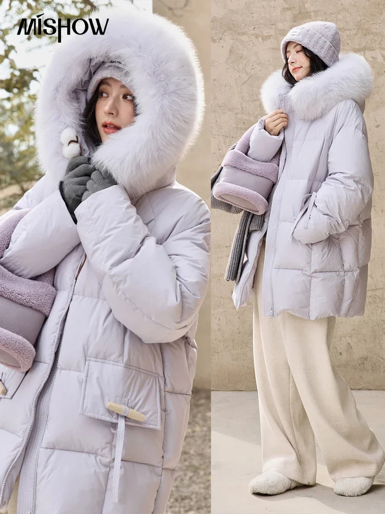 MISHOW Thickened Down Jacket Women's Hooded Zipper Long