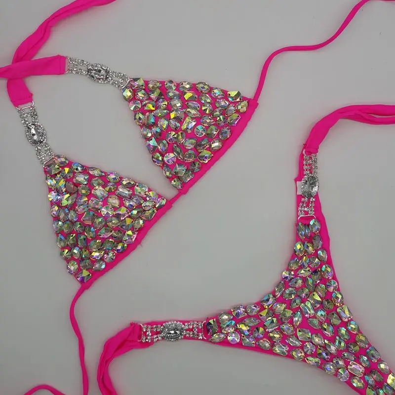 

Anibol Sexy Push Up Triangle Bikini Luxury Crystal Diamond Women's Swimsuit Straps Lace-Up Rhinestone Swimwear