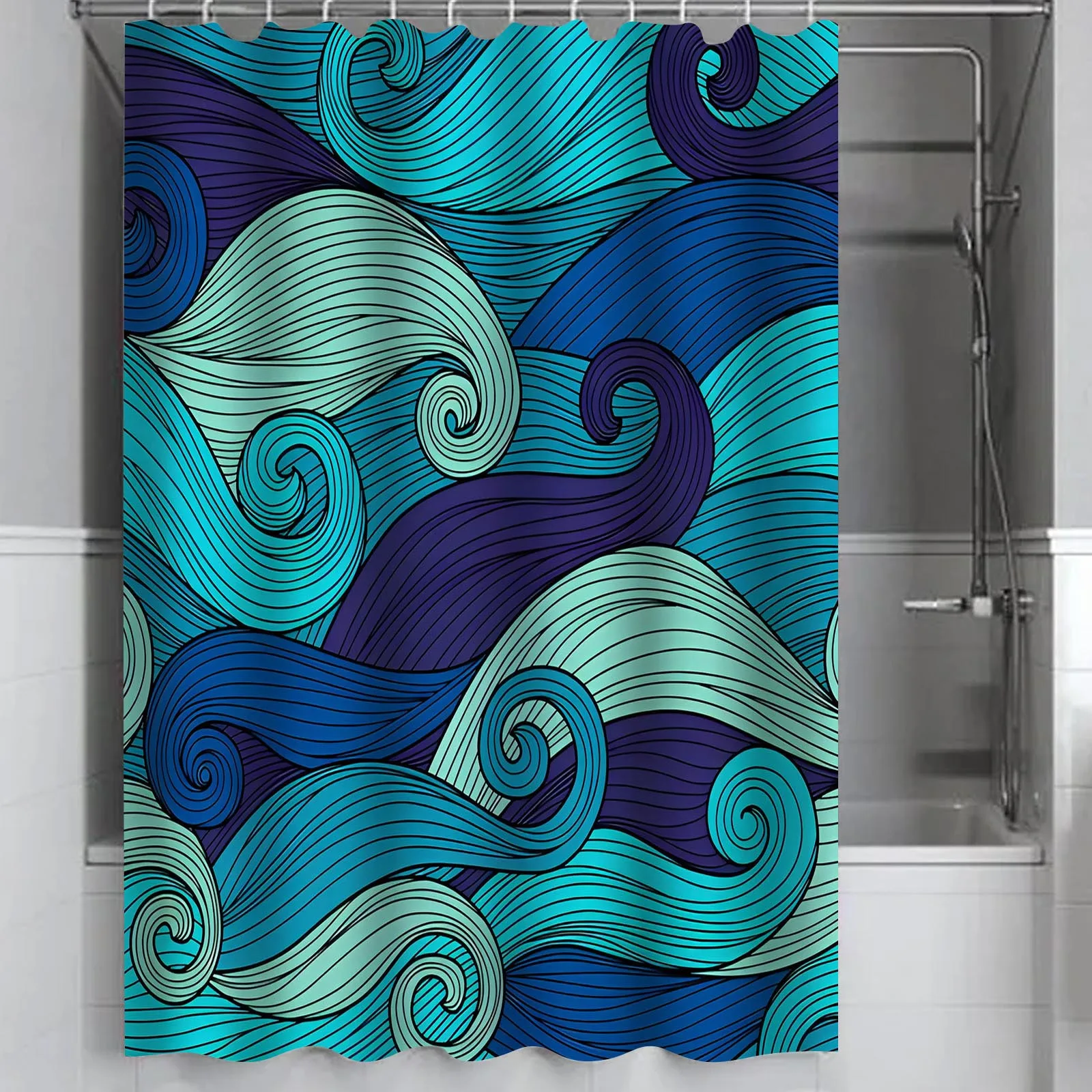 Shower Curtain 70x70 inch with 12 Plastic Hooks Waterproof Shower Curtain Bathroom Heavy Side Shower Curtain Machine Washable Quick Dry Bathroom