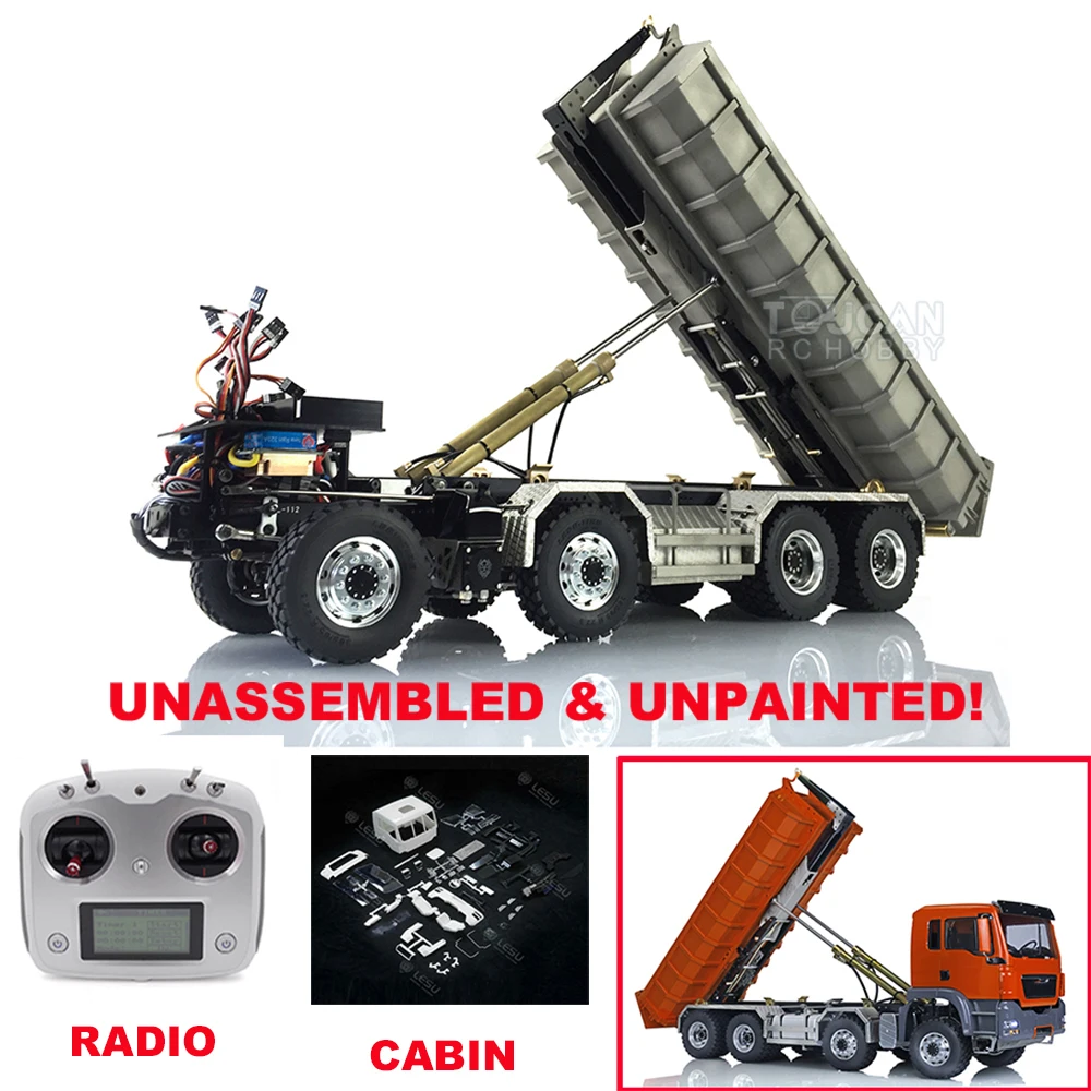 Gift LESU 1/14 Man Metal Tgs 8X8 Hydraulic Dumper RC Truck Roll On/Off Tipper Radio Motor Remote Control Toy for Boys THZH0185 2