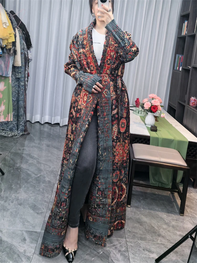 Abaya Long Trench Coat Miyake Women's Summer Style Elegant