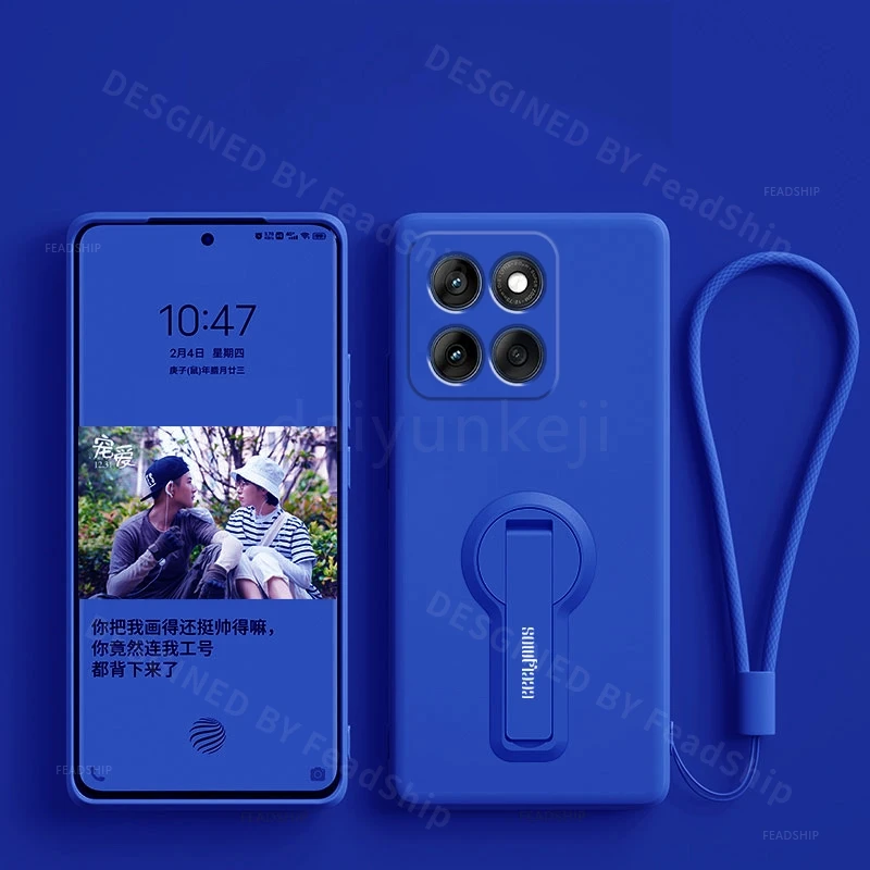 Shockproof Silicone Phone Case with Stand and Screen Protector Film