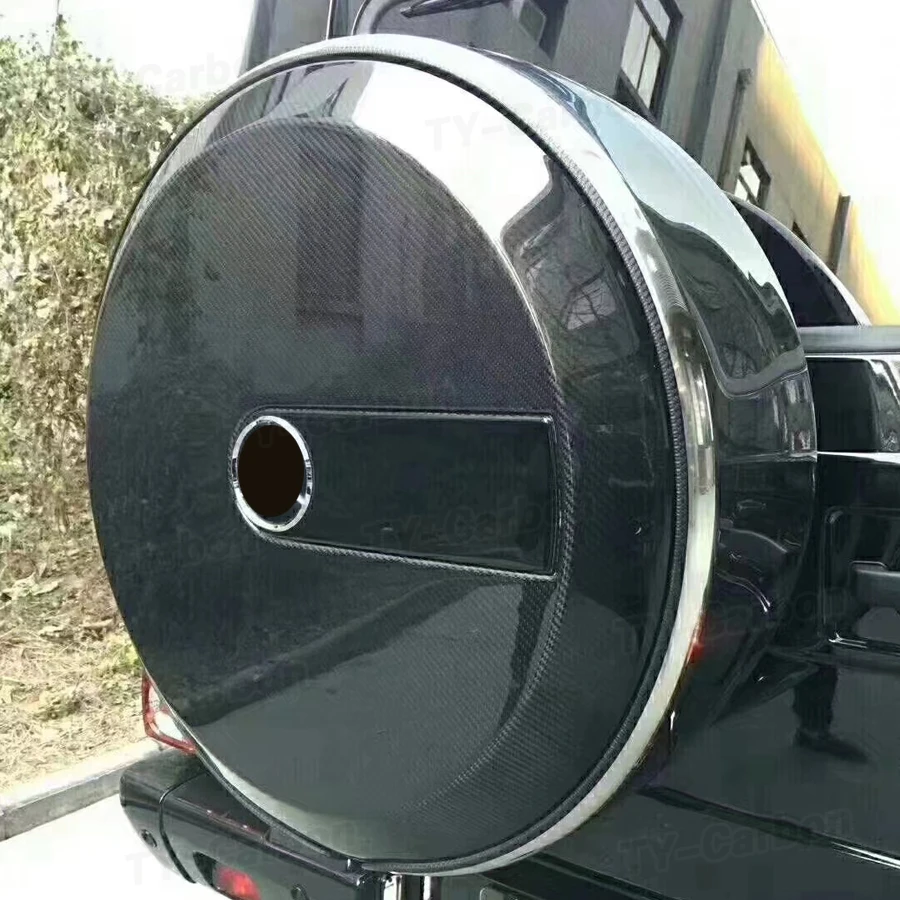 벤츠 G-클래스 W463 W464 W465 G500 G550 G63 리얼 카본 파이버 스페어 타이어 커버 타이어 보호 커버 자동차 액세서리