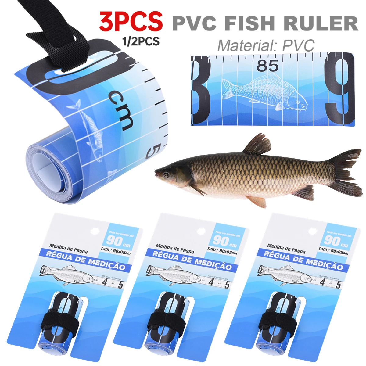 1-3Pcs Waterproof Fish Measuring Ruler Foldable Fishing Measuring