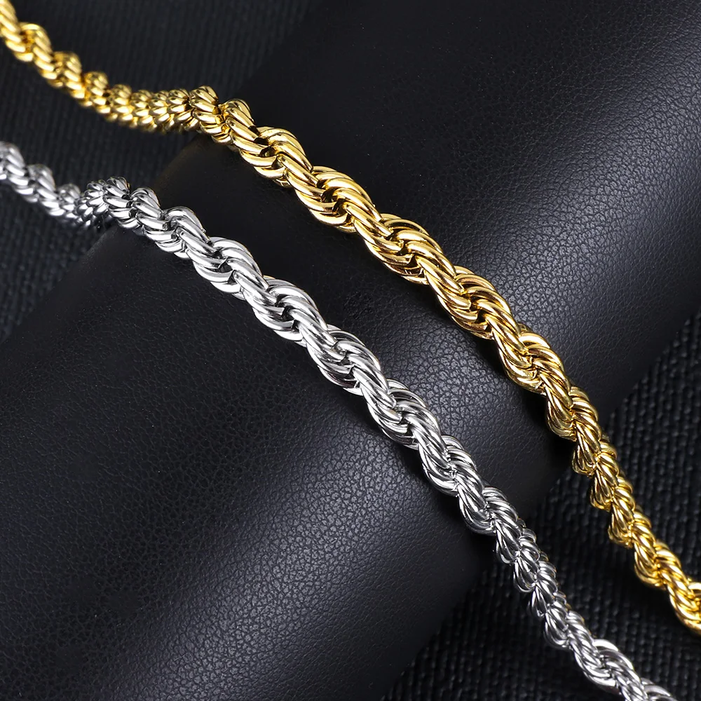 Stainless Steel Twist Rope Chain Necklaces 2mm No Fade DIY Pendants Accessories 10pcs/Lot