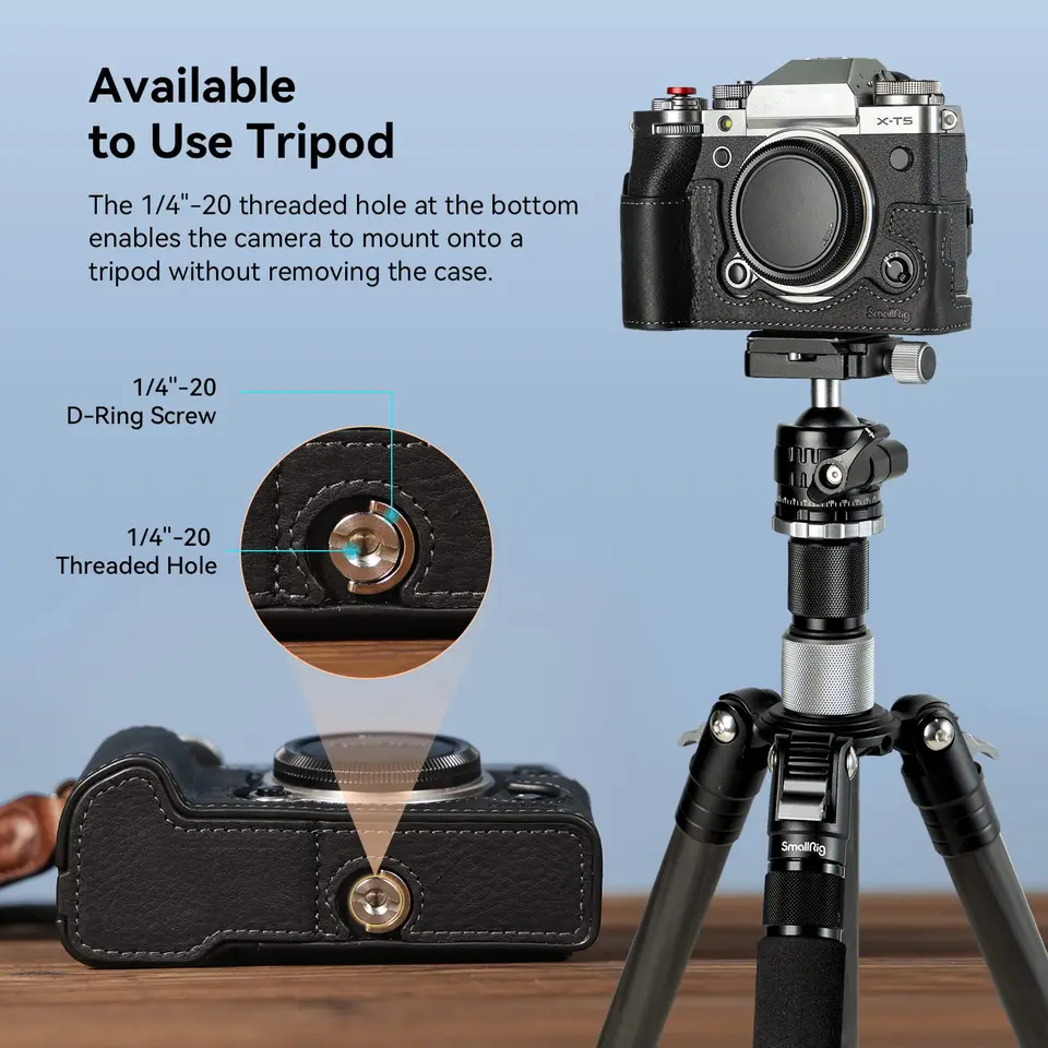 Kit Mezza Custodia In Pelle SmallRig 4879 Per Fujifilm X-M5 Con Cinturino Da Polso - Nero