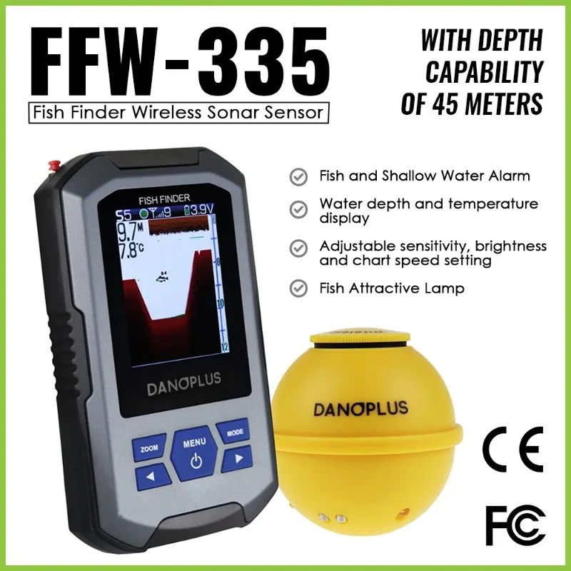Détecteur poissons numérique sans fil 45m profondeur écran couleur LCD grand format lampe attractive capteur intégré