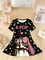 Robe graphique Kpop pour filles, cadeau amusant pour les fans, vêtements Harajuku pour filles, hauts d'été, robe à manches courtes, vêtements pour enfants 2