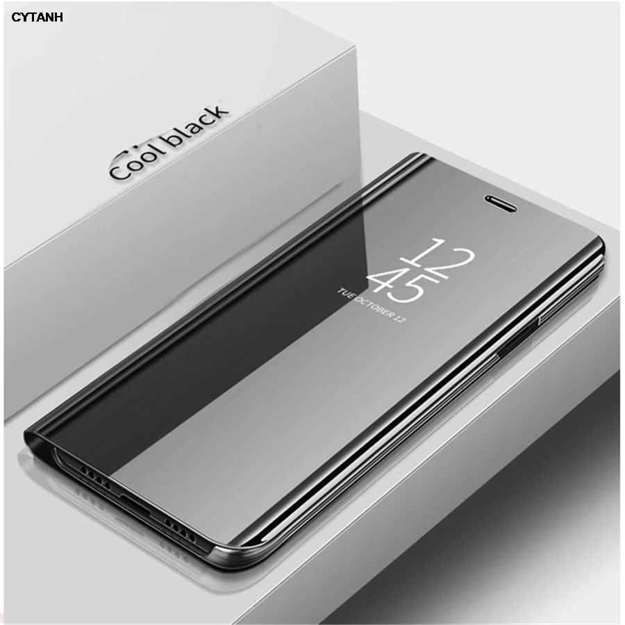 Luxury Mirror View Smart Flip Leather Phone Cover with Original Magnetic Closure