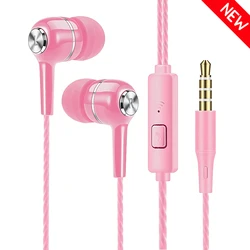 High - Fidelity Wired Earbuds with Microphone - Enhanced Bass Stereo Sound for Music, Sports, and Gaming ((New) Pink)