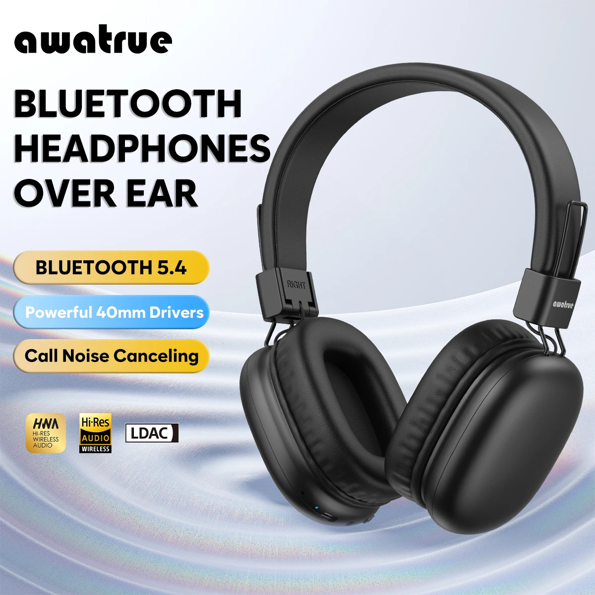 Awatrue Kids Safe-Volume Wireless Bluetooth Headphones with Mic and USB-C Charging