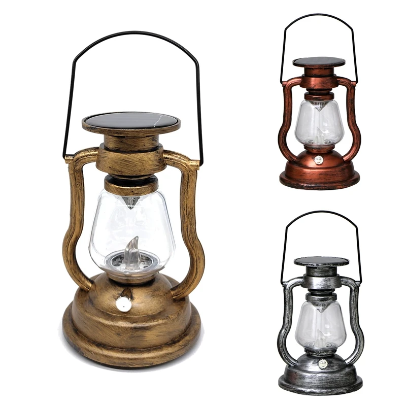 

Retro Solar Hanging Candle Light Leds Oil Lamp Flickering Flameless Solar Lantern Outdoor Garden Yard Lighting