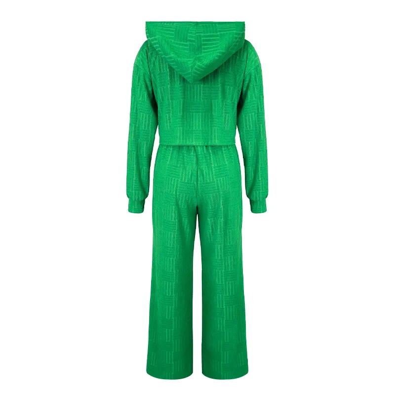 BKLD Women Clothing Autumn And Winter Hoodie Set Casual Fashion Solid Color Long Sleeve Tops And Wide Leg Pants Two Piece Sets