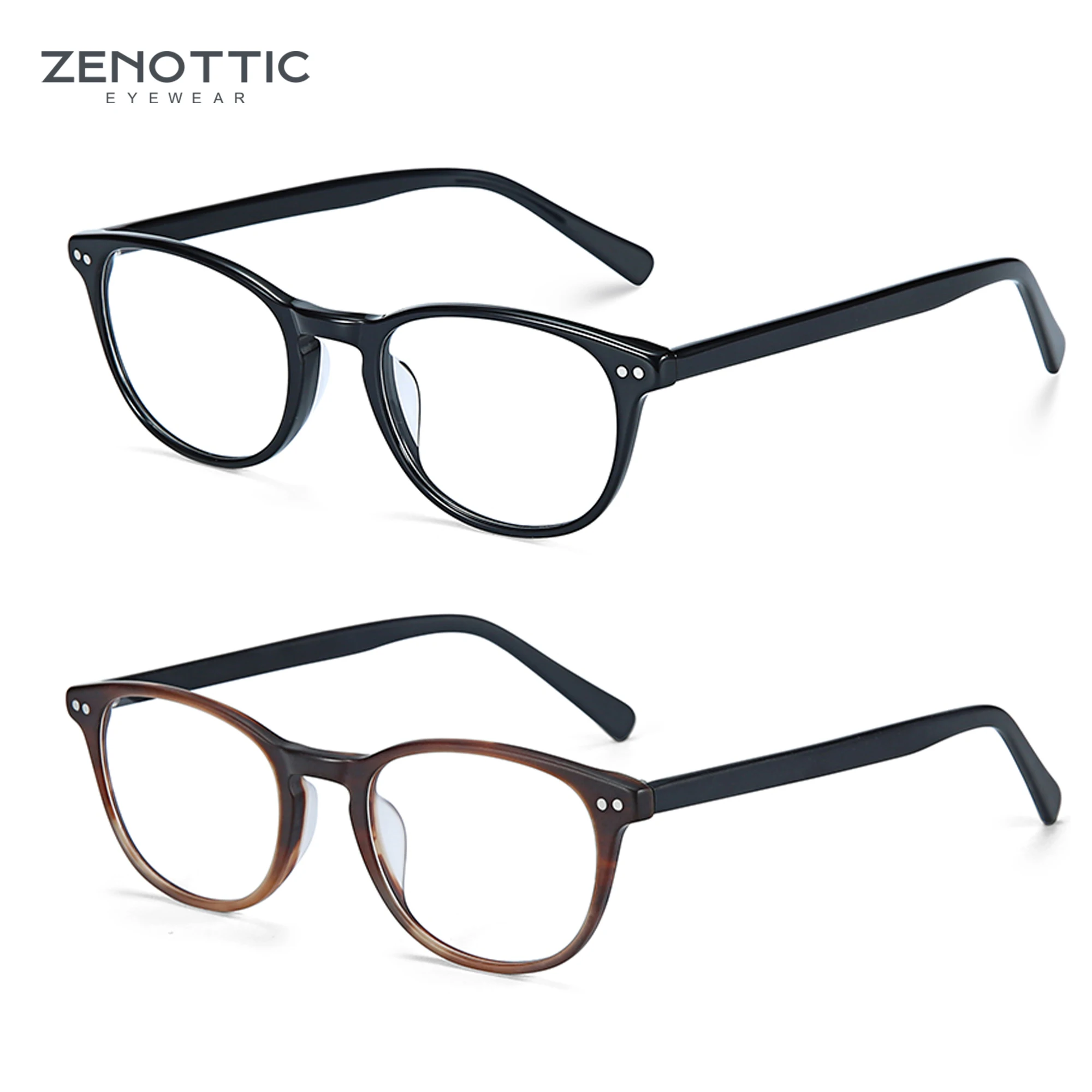 ZENOTTIC2023FashionGlassesFramePrintingAcetateOpticalEyeglassesFramesUnisexRoundNon