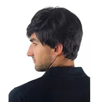 Handsome synthetic wigs for men sell well fluffy handsome short straight hair high temperature silk full head wig 5