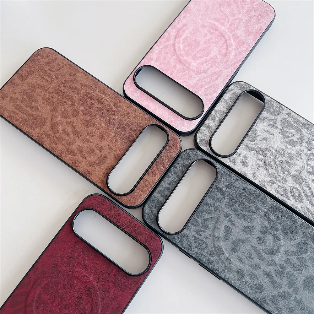 Leopard Print Magnetic Shockproof Case with Wireless Charging Capability