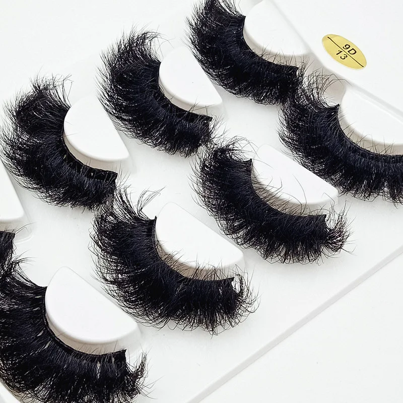 

False Eyelashes Cat-Eye Fluffy Faux Mink Lashes 8D Wispy Lashes 4 Pairs Pack Dramatic Long Thick Volume Fake Eye Lash Multipack