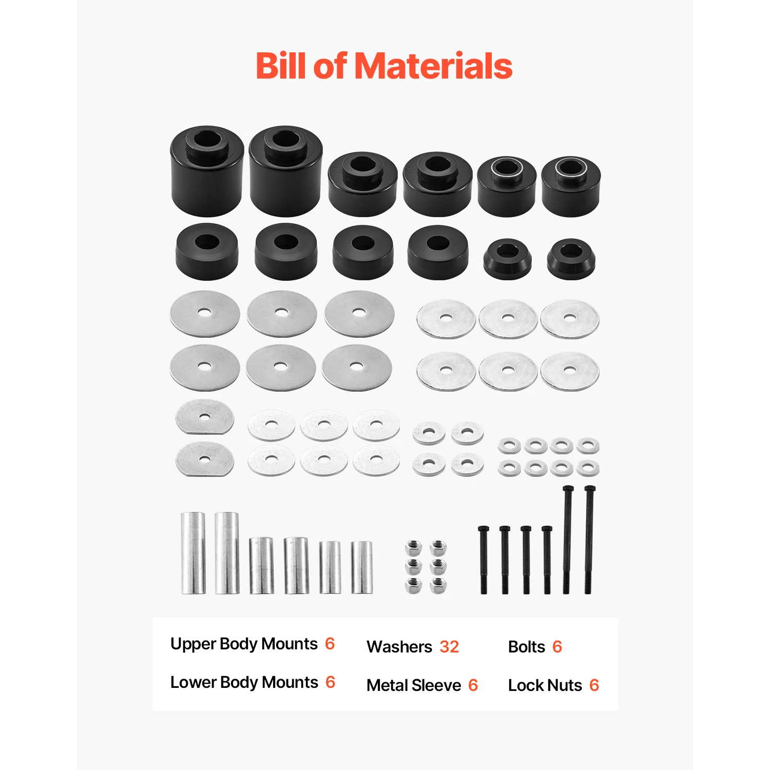 Polyurethane Body Mount Bushing Kit for Ford F150 F250