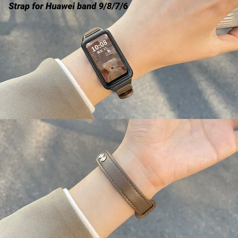 

Кожаный ремешок для Huawei band 9/8/7/6, ремешок, сменный спортивный браслет для Honor band 7/6, ремешок для женщин