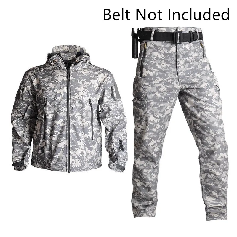 

New Winter Men's Windproof Outdoor Jacket Waterproof Hiking Camping Cycling Sportswear Plush Thick Hooded Jacket Ski Suit