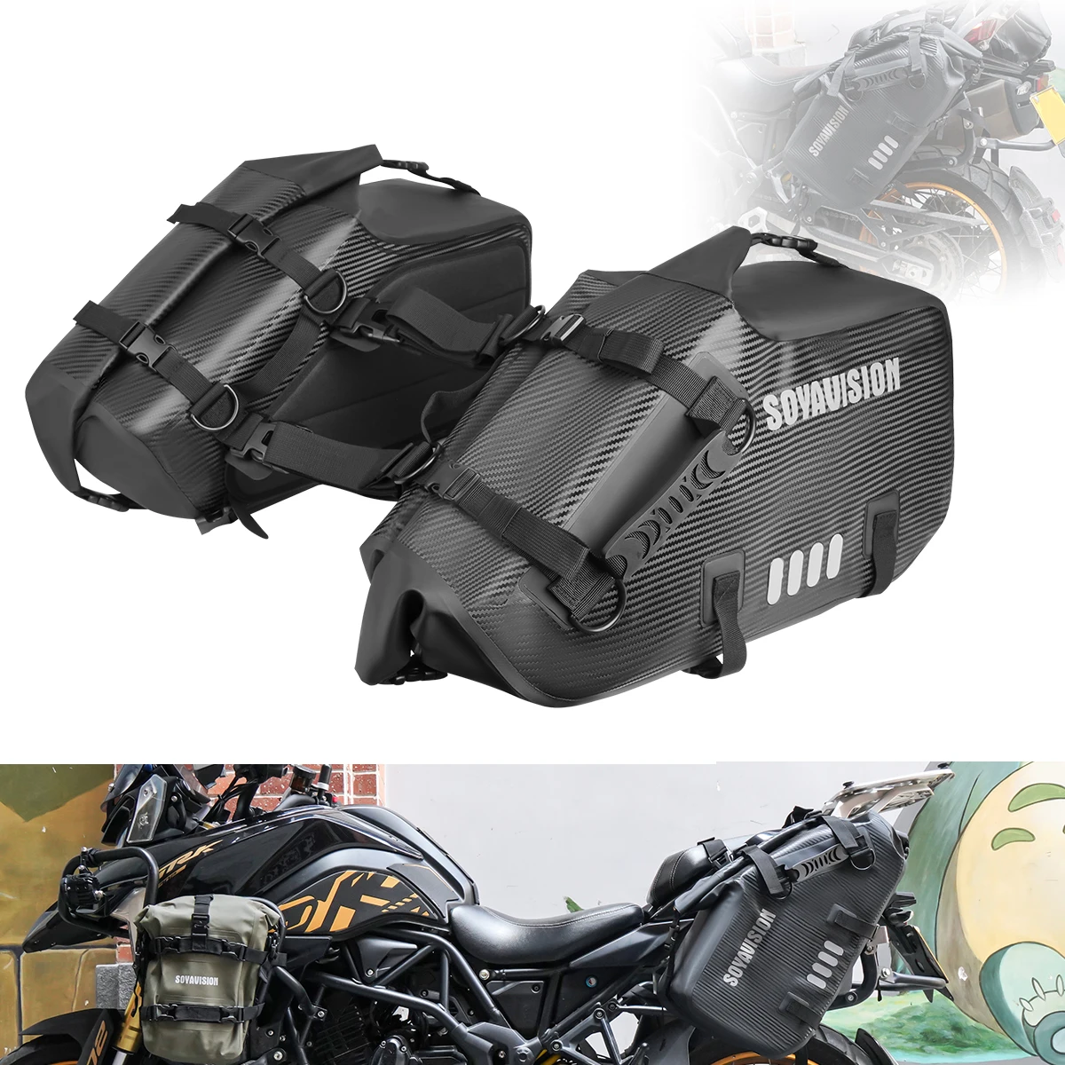 Motorcycle Saddle Bags Waterproof Dry Travel Luggage Side Pockets 18L 28L 48L Motorcycle Panniers Universal Motor Accessories 1