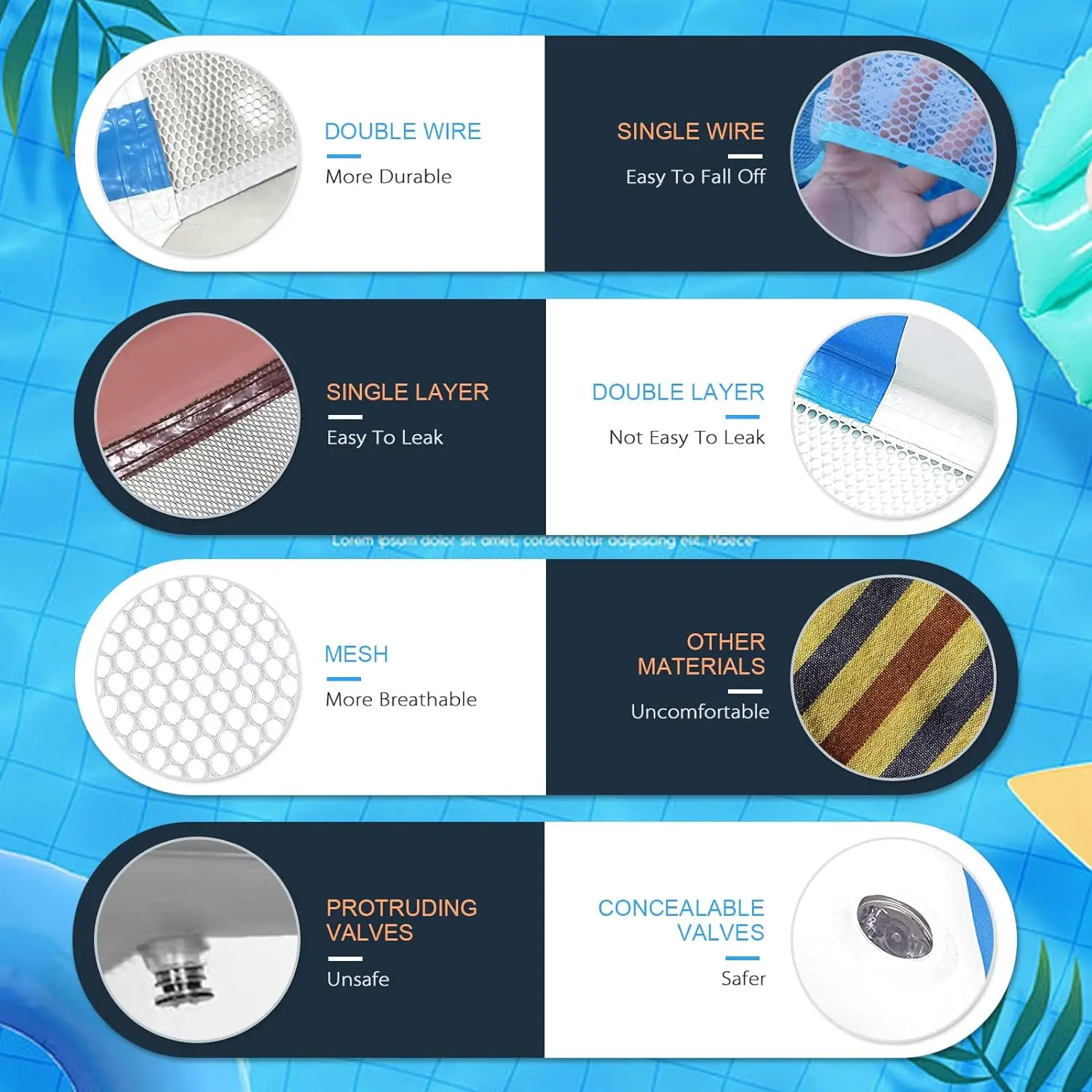 Inflatable Mattresses Water Swimming Pool Accessories Hammock Lounge Chairs Pool Float Water Sports Toys Float Mat Pool Toys 2