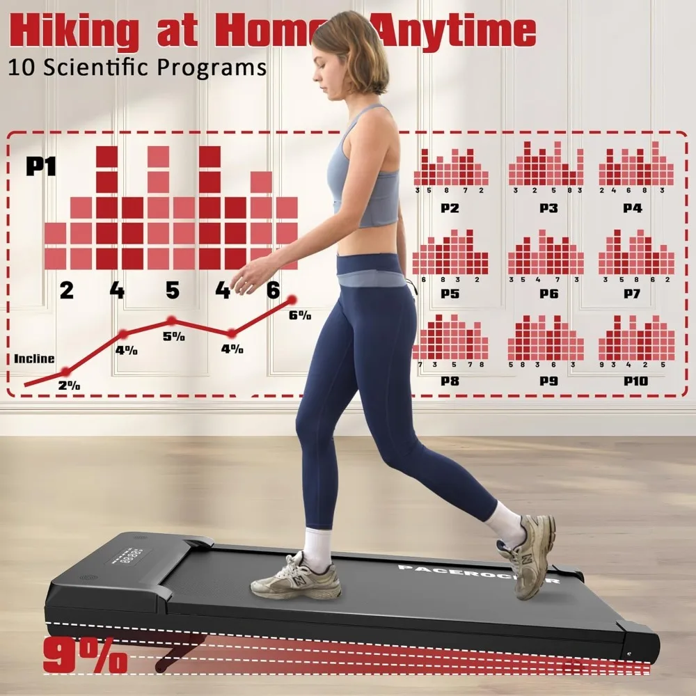 Walking Pad Treadmill with 9% 9-Level Auto Incline, 400+ lbs Capacity Under Desk Treadmill, 10 Hiking Modes Compact Treadmills