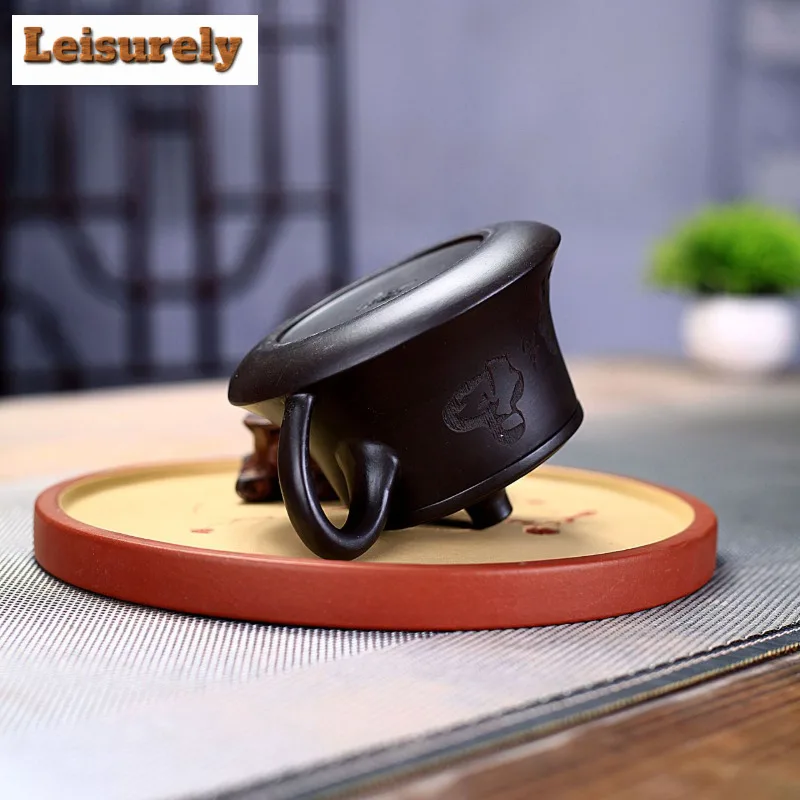 190ml Classic Yixing Purple Clay Teapots Handmade Curve Pot Raw Ore Black Zhu Mud Kettle With Strainer Chinese Zisha Tea Set Cha