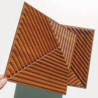 แผ่นผนัง 3 มิติ สีทองแชมเปญ ขนาด 30x30 ซม. 10 ชิ้น แผ่นติดผนัง 3 มิติ สีทองเงา สำหรับตกแต่งงานแต่งงาน ฉากหลังงานปาร์ตี้ ลายไม้ 4