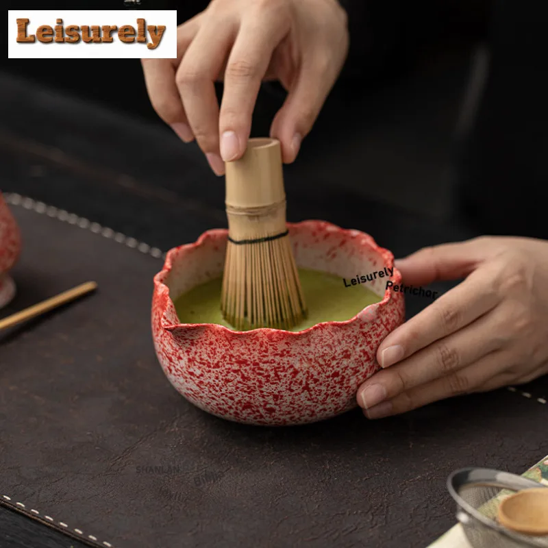 Kiln Fambe Flower Mouth Matcha Set Eight-piece Ceramic Imitation Song Dynasty Tea Tools Ceremony Whisk Stand Bowl Craft Supplies