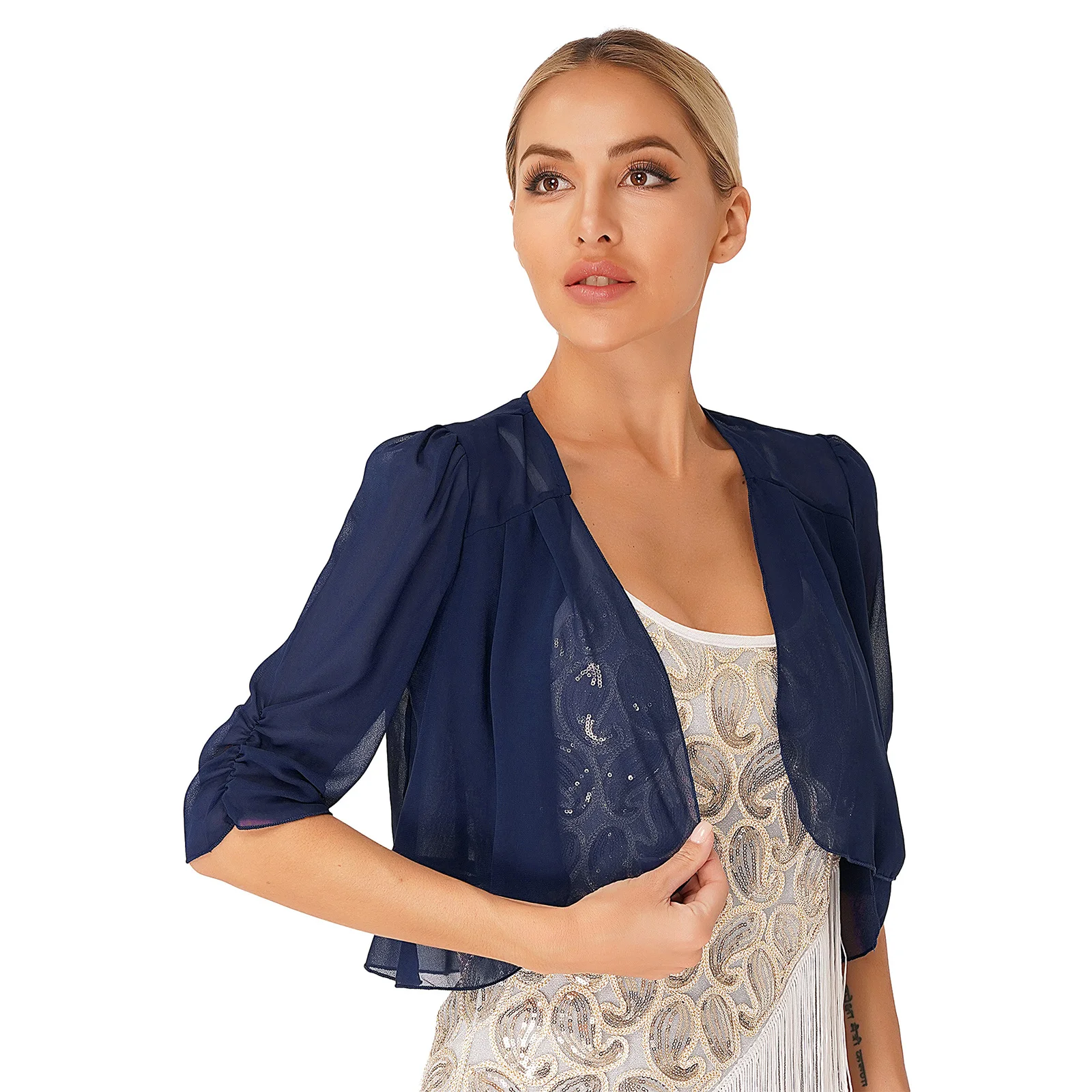 Boléro Femme En Mousseline De Soie - Manches Courtes, Léger Et Transparent - Idéal Pour L'été, Les Fêtes Et La Protection Solaire