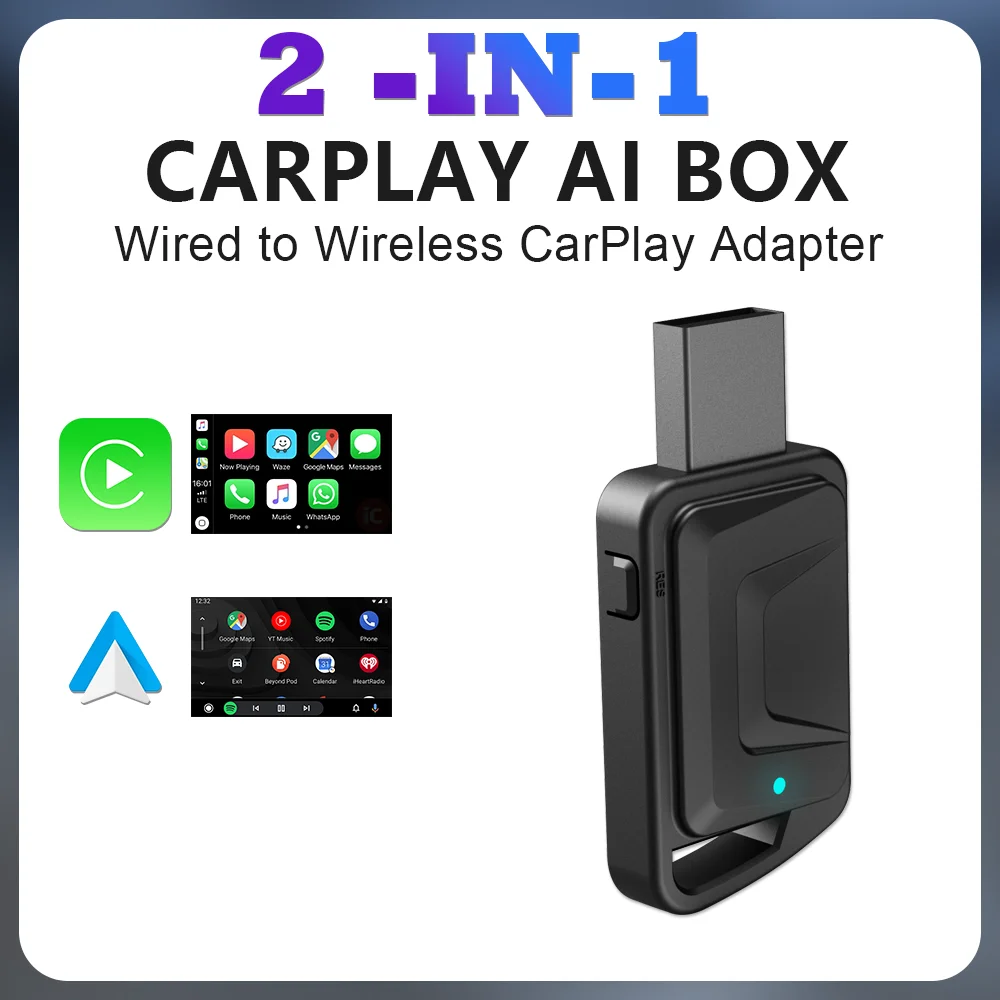 2 in1 Wired to Wireless CarPlay Android Auto Adapter for OEM Car Stereo ...