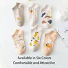 6 Pairs of Women's Spring and Summer Four Seasons Cotton Lemon Rabbit Letter Fashionable Sweet Cute Comfortable Low Socks 2