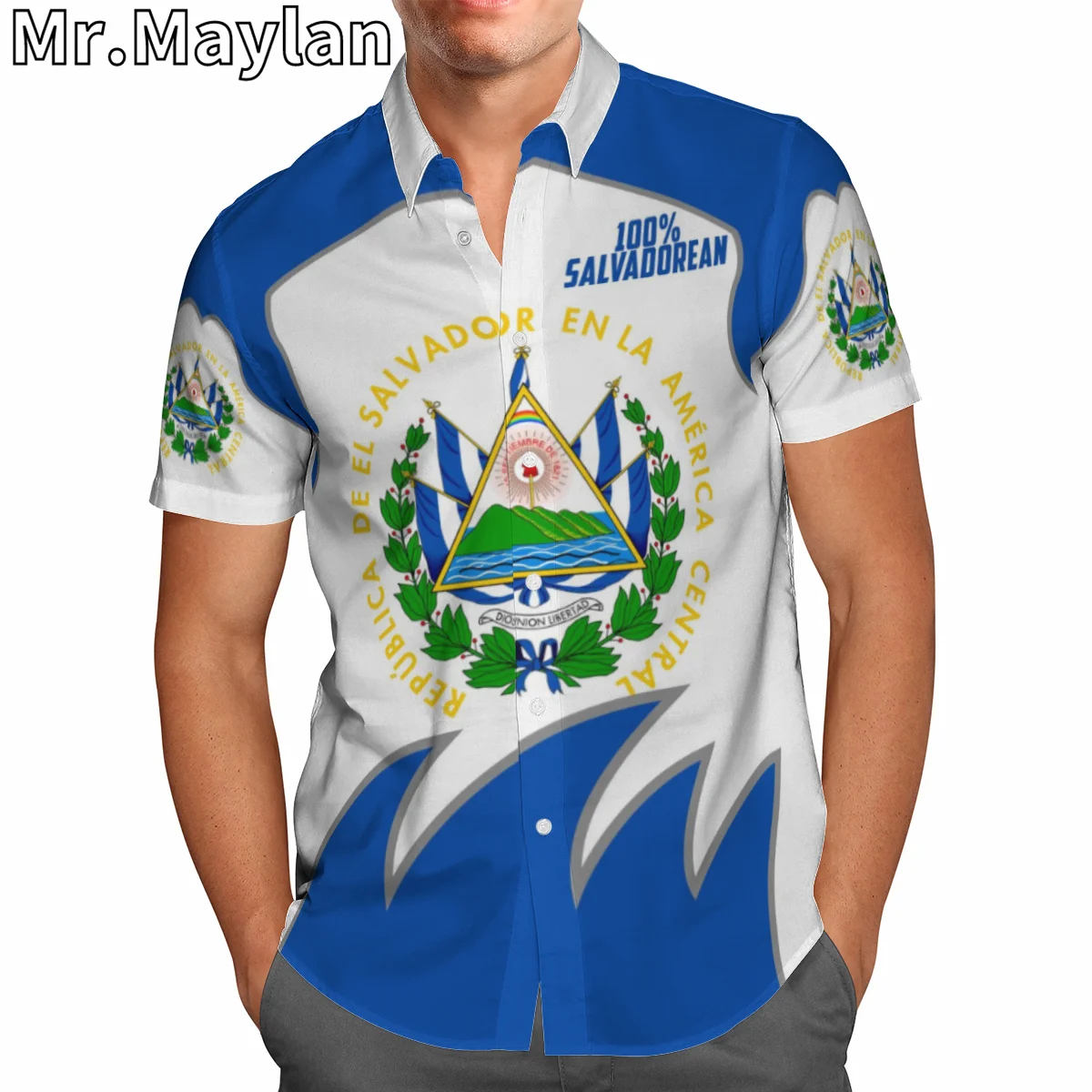 

PERSONALIZED EL SALVADOR 3D Print Hawaiian Summer Beach Men Shirts Short Sleeve Shirt Streetwear Oversized 5XL Chemise Homme K77