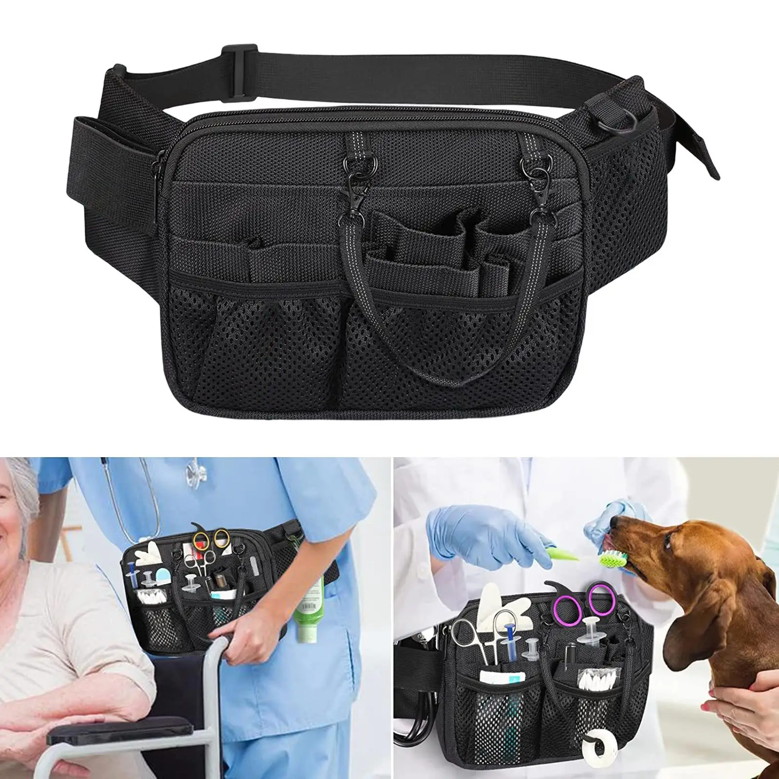  Fanny Pack Bandage Scissors Tool with Tape Holder Tools Multi Compartment Assistants Vet