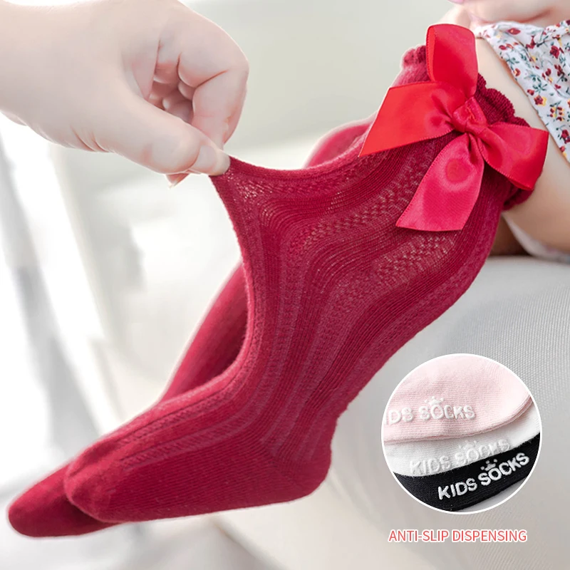 Girls Cotton Socks Baby Big Bow Knee High Long Soft Kids Socks for cotton socks,kids socks,baby socks,girls socks