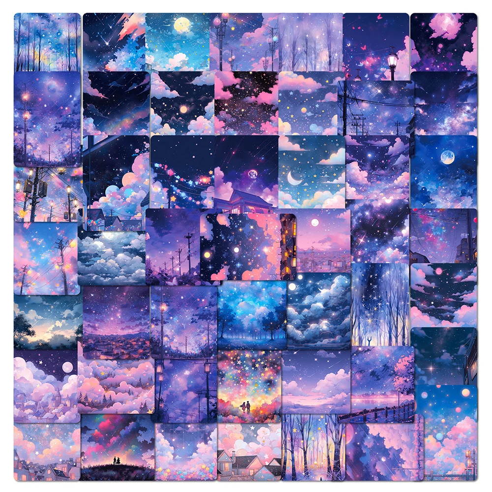 10/30/50pcs Dream Aesthetic Anime Starry Sky Stickers Kawaii Girls Decals Waterproof Decorative Laptop Stationery Vinyl Sticker canvasartisan h16 b01 large capacity starry night pattern printed laptop sleeve 14 notebook carrying bag for school business work