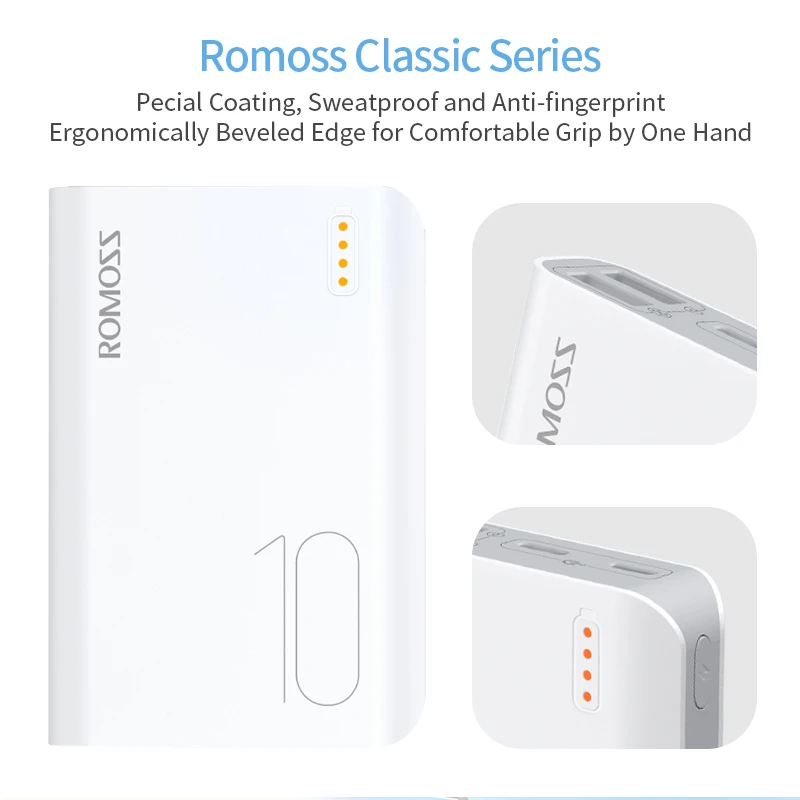 ROMOSS Sense4mini Power Bank 10000mAh Powerbank Portable External Battery Charger Mobile Phone For iPhone 13 For Xiaomi Huawei 6
