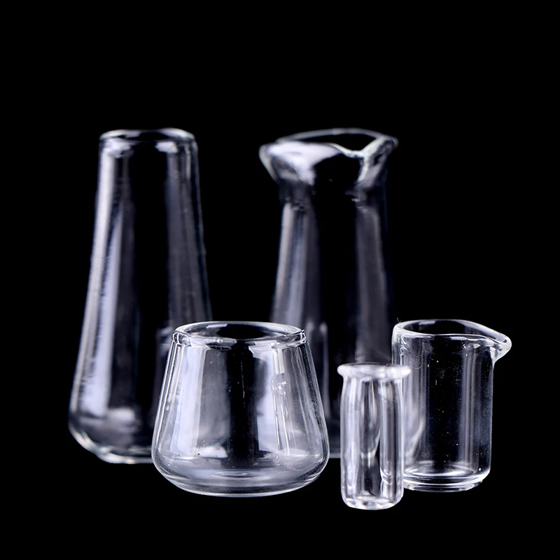 1:12 인형 집 미니어처 유리 컵, 음료 컵 병, 인형 집 주방, 세트당 5 개