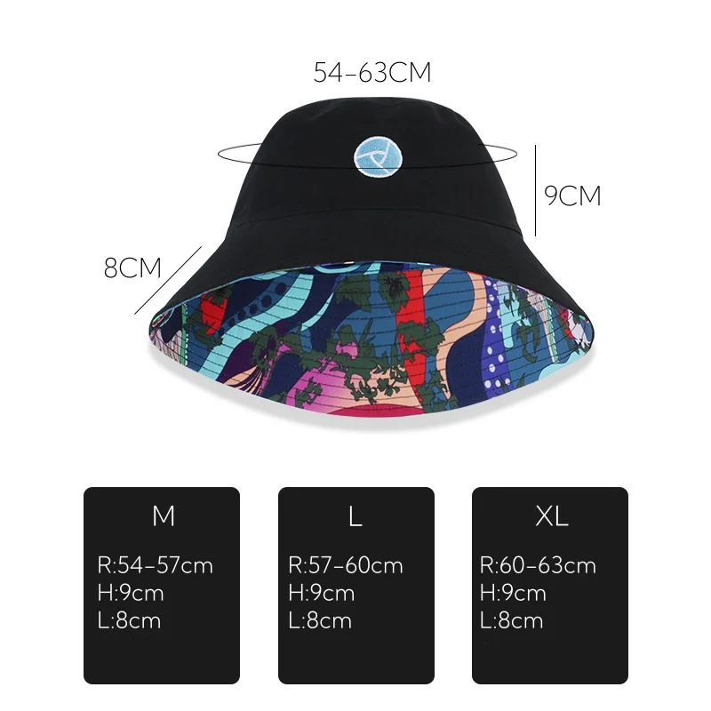 Large size Unisex Double-Sided Wear Bucket Hat Sun Protection Baseball Cap Outdoor Climbing Fishing Fisherman Plus Size Panama 6