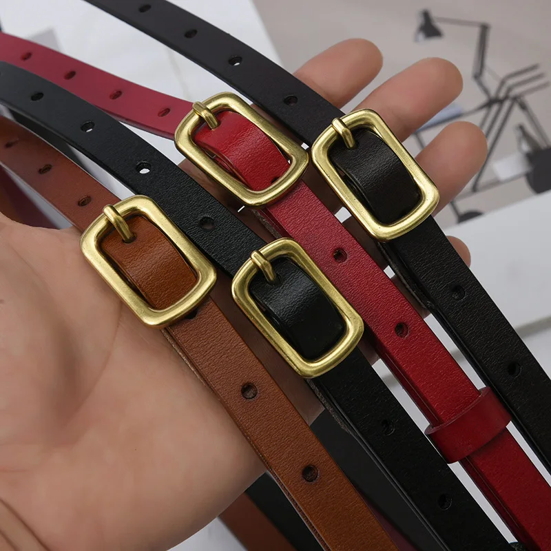 

New Solid Ladies Belt Fashion Square Buckle Belts for Women Ins Simple Split Leather Jean Dress Decorative Thin Waist Belt