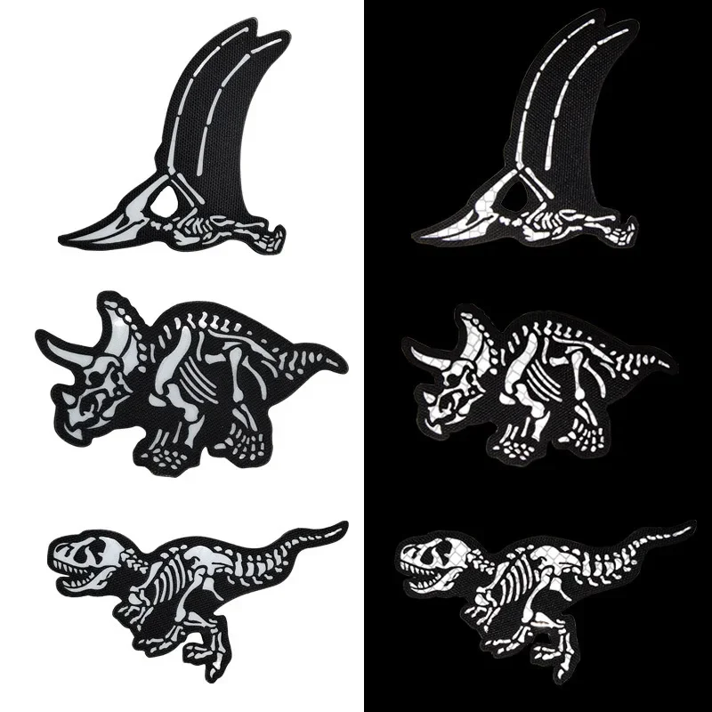 Miltary Patch Riflessione A Infrarossi Incisione Laser Tyrannosaurus Rex Glow-In-The-Dark Gancio E Anello Patch Panno Zaino Badge