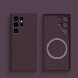 Liquid Silicone Magnetic Case with MagSafe Wireless Charging Cover - Galaxy S22 Ultra 5G (Dark Purple)