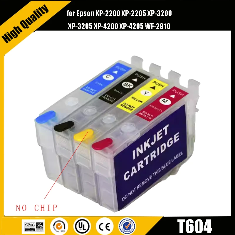 604 604Xl T604 T604Xl Cartuccia Di Inchiostro Ricaricabile Per Stampanti Epson Xp-2200 Xp-2205 Xp-3200 Xp-3205 Xp-4200 Xp-4205 Senza Chip
