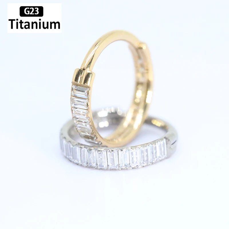 1PC G23 Titanium Piercings 8/10mm Earrings Zircon Septum Nipple Nose Ring Conch Cartilage Tragus Helix Ear Stud Body Jewelry 16G