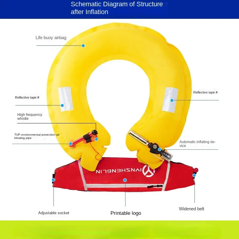 Fishing Belts Portable Inflatable Life Jacket Belt Inflatable Life Jacket Belt Adult Fishing Life Jacket Waist Belt Automatic Inflatable Life Buoyancy Portable Professional Fishing Lure Equipment