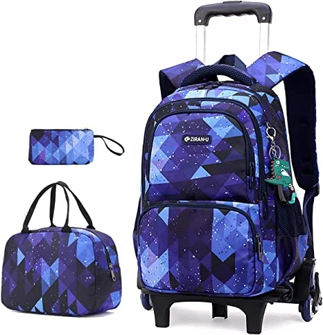 School Trolley Bag School Wheeled Backpack Set for Girls Elementary School Trolley Bag Set 3 pcs with Lunch Bag Pen Bag For Boy