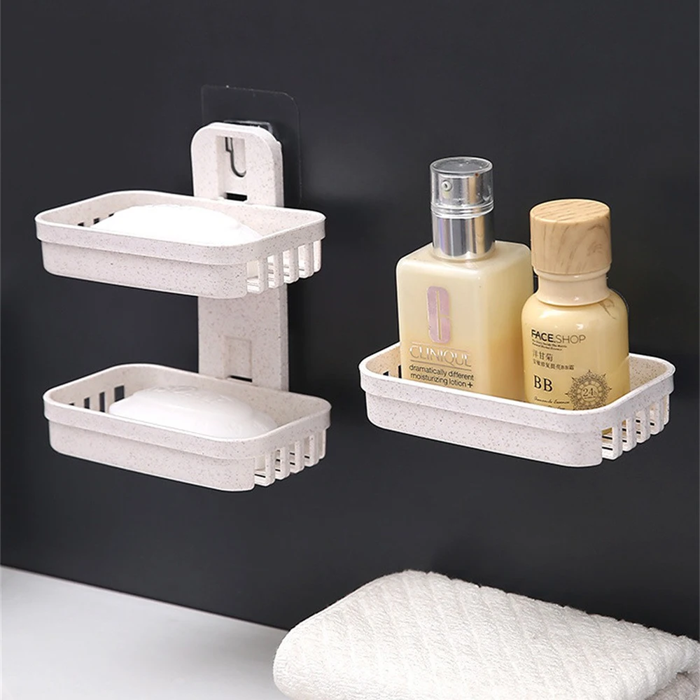 1/2/3PCS Punch-free Double-layer  Sponge Soap Holder Toilet Drain Creative Wall-mounted Bathroom Shelf Headband Storage 2