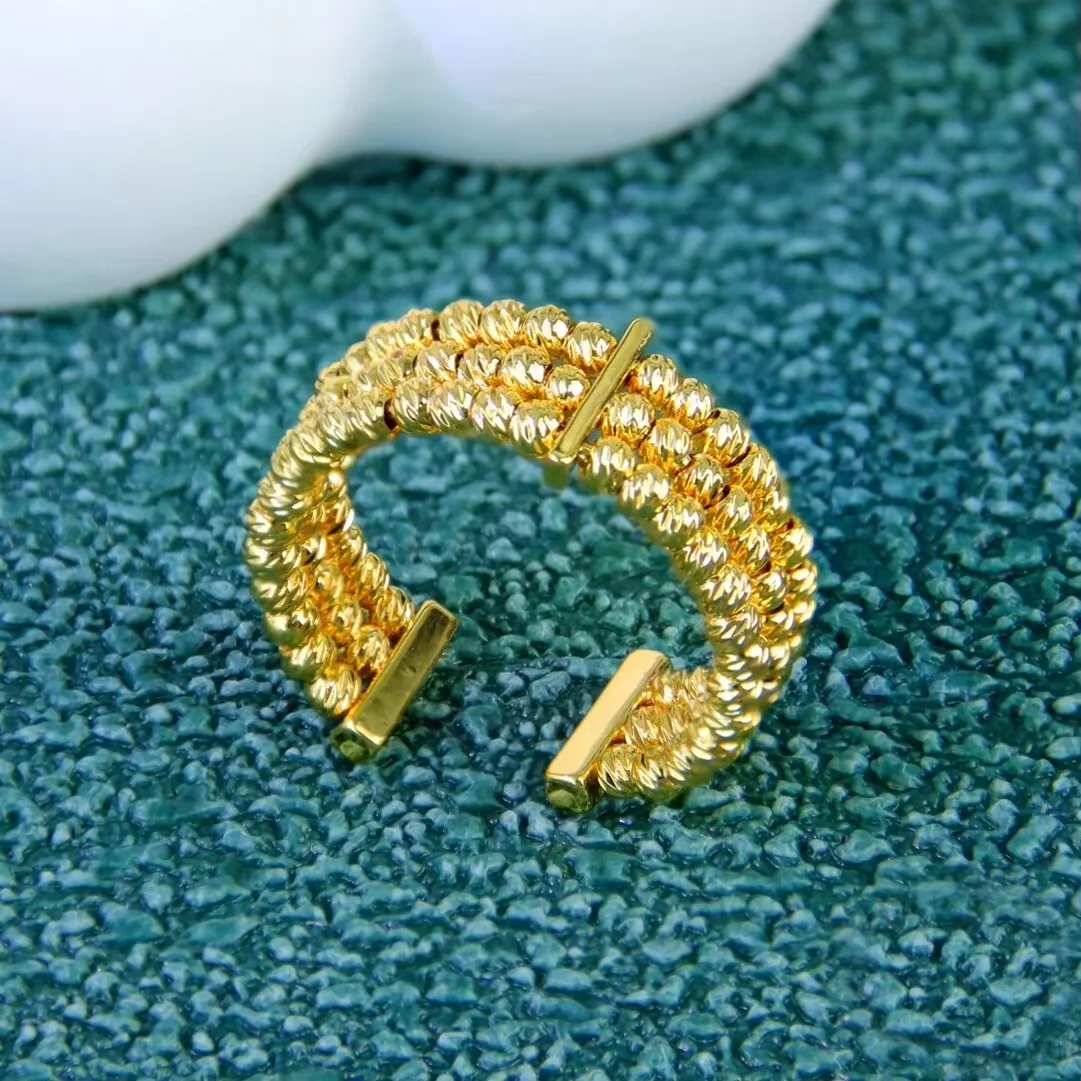 Arabische Mode verstellbare Perlen Ringe 24 Karat vergoldet Nigeria Braut Ehering Dubai muslimische Frauen Arabesque Vintage-Schmuck – Detail 8